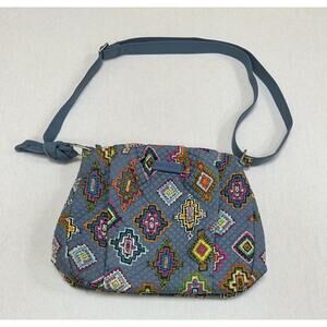 Vera Bradley Southwestern Tote Handbag Blue Hadley East West Printed Medallions